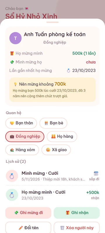 Gợi ý mừng lại trong Sổ Hỷ Nhỏ Xinh