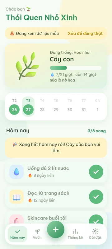 Màn hình hôm nay Thói Quen Nhỏ Xinh